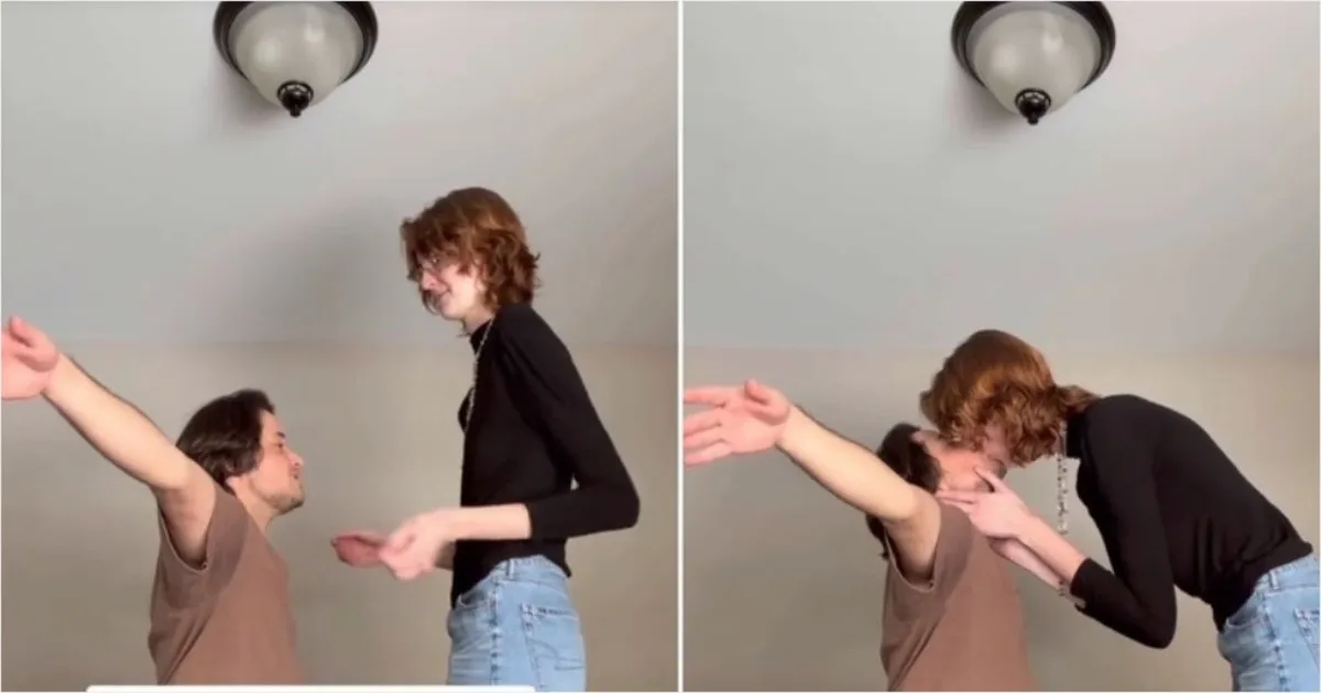 A jovem com 2,08m de altura explicou que o namorado é bem mais baixo e isto tem sido um problema