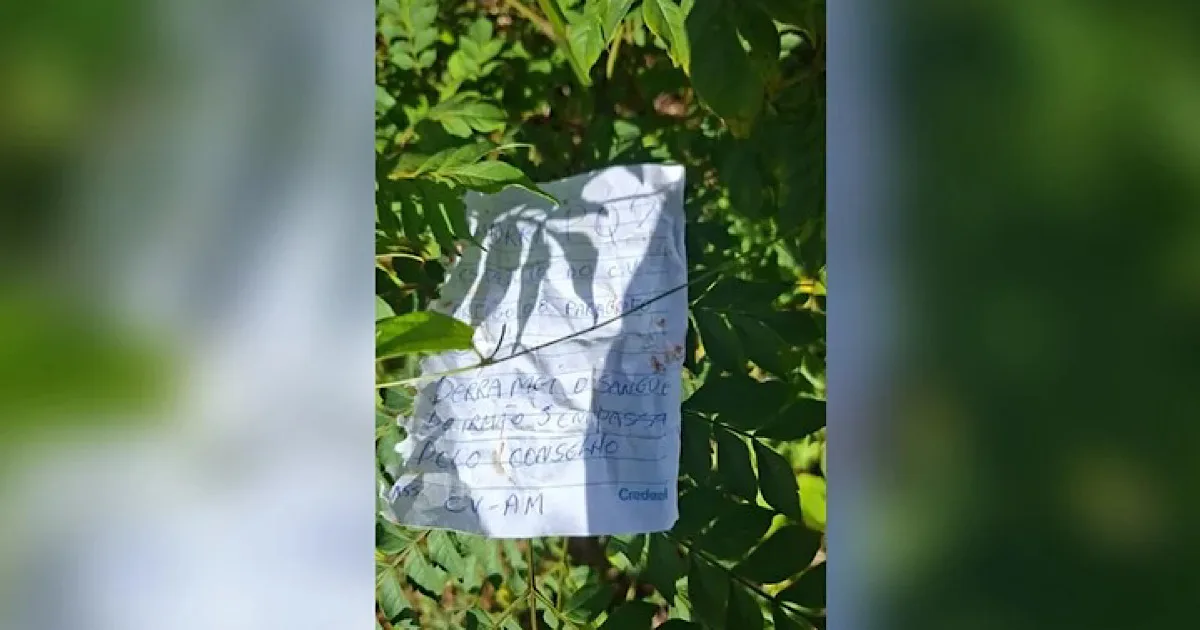 Corpo é encontrado com bilhete do CV e recado macabro